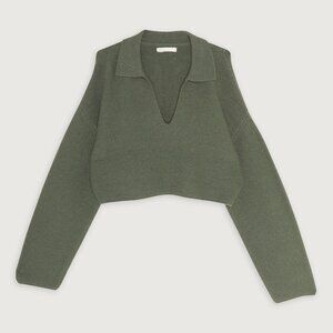 OAK + FORT Cropped Collared Sweater